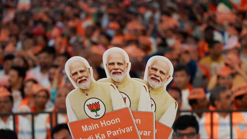 India's Prime Minister Narendra Modi attends an election campaign in Bengaluru