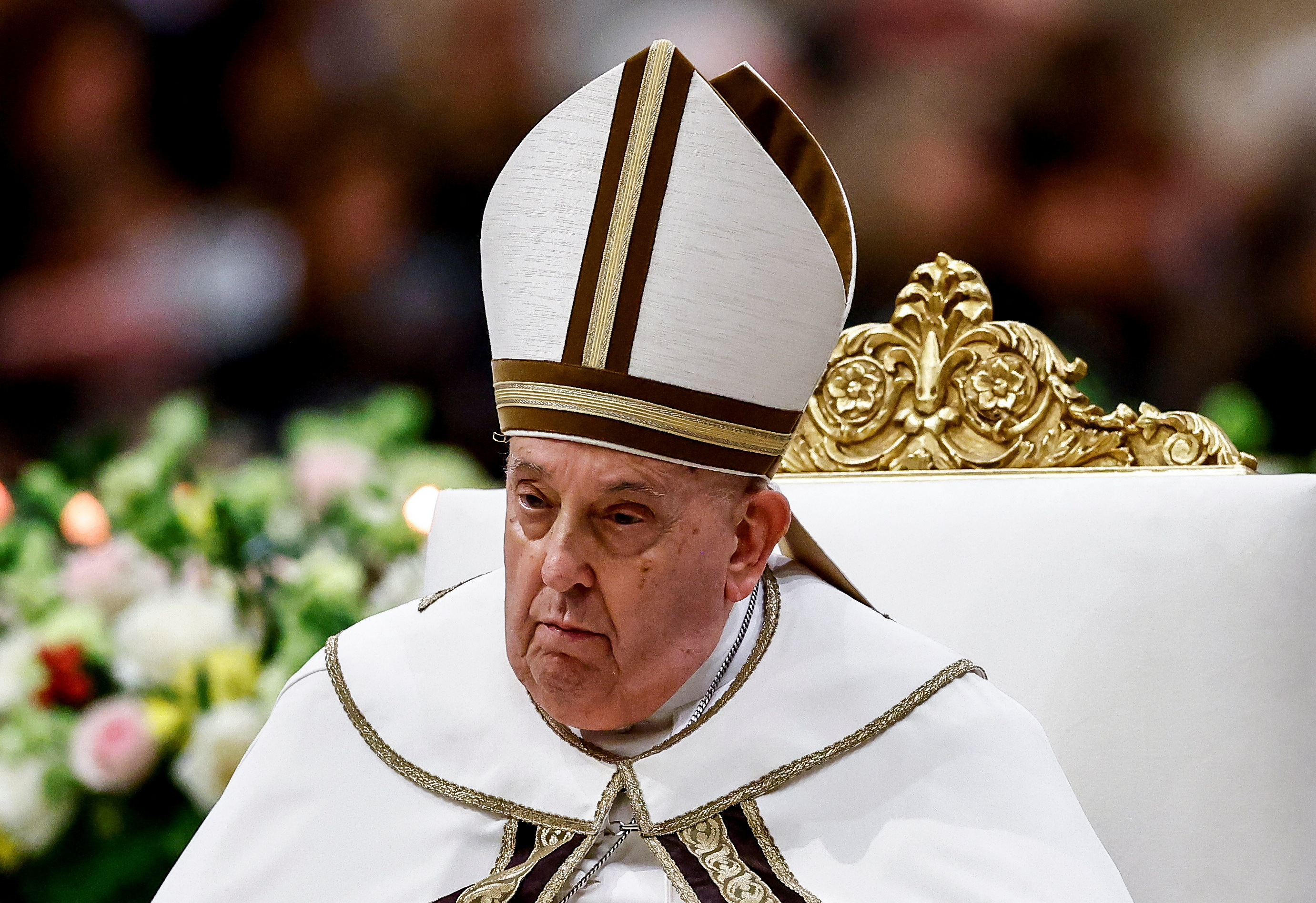 Pope Francis attends the Vespers prayer service, in Rome