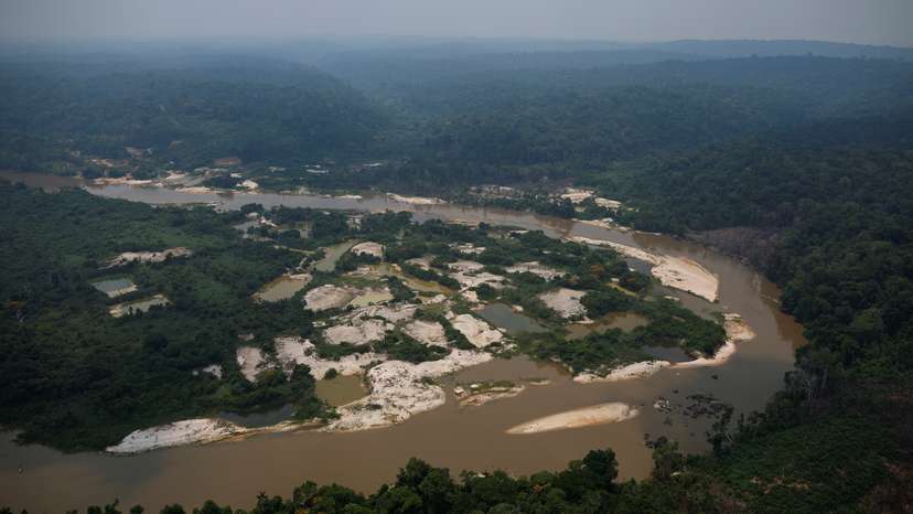 Brazilian operation against illegal gold mining on Munduruku land in Amazon rainforest