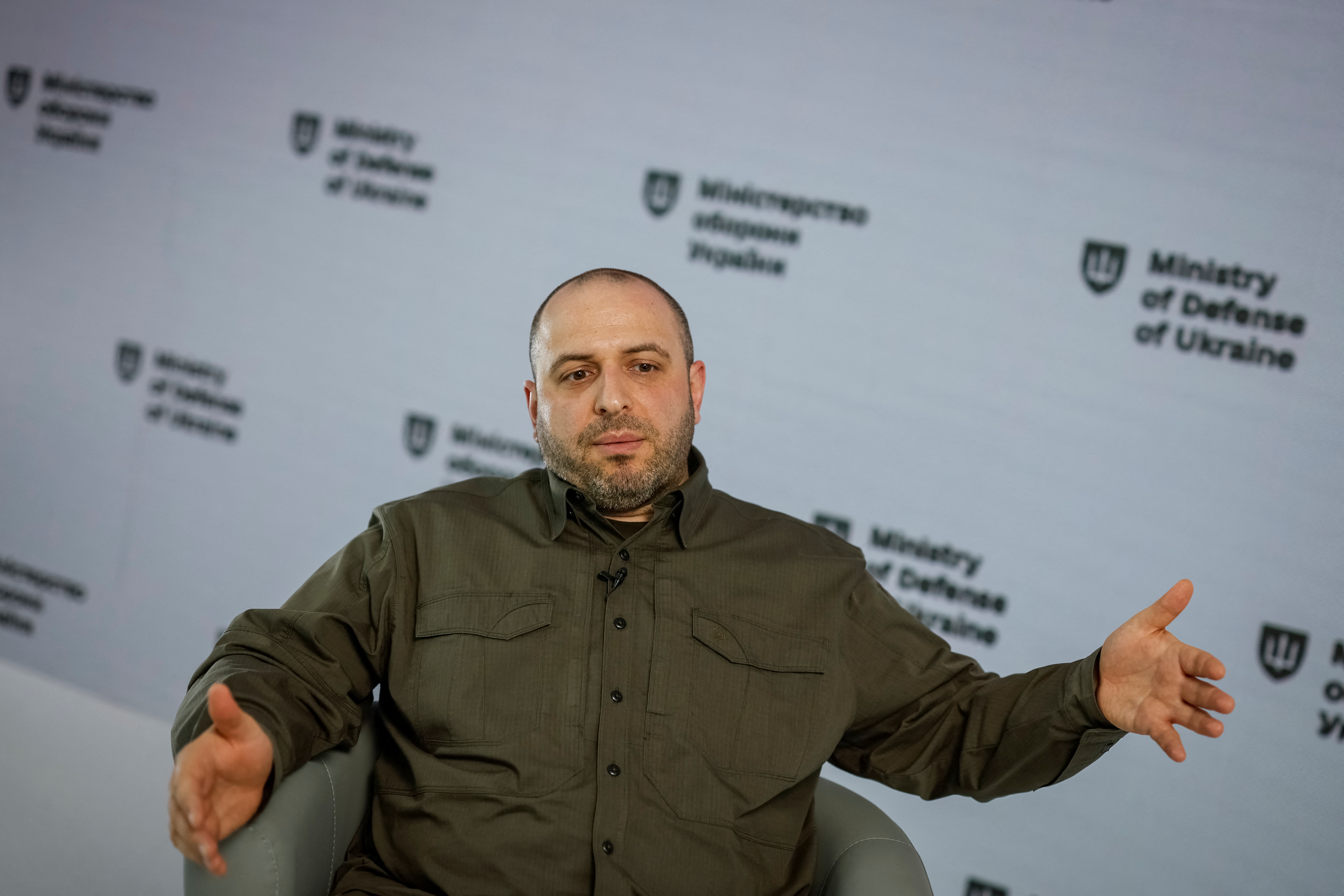 Ukraine's Defence Minister Umerov speaks during an interview in Kyiv