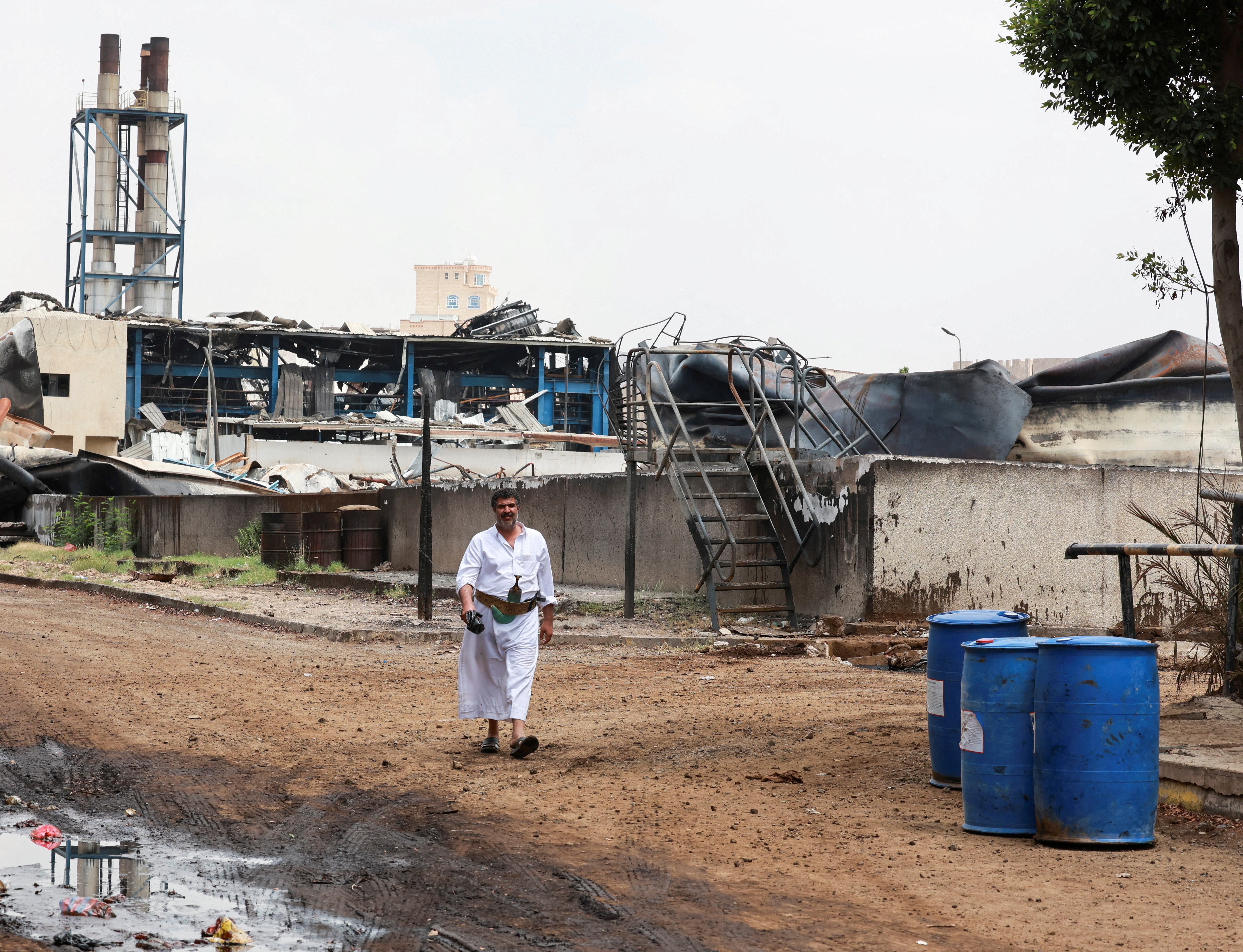 Aftermath of Israeli strikes on power station in Sanaa