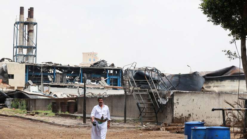 Aftermath of Israeli strikes on power station in Sanaa