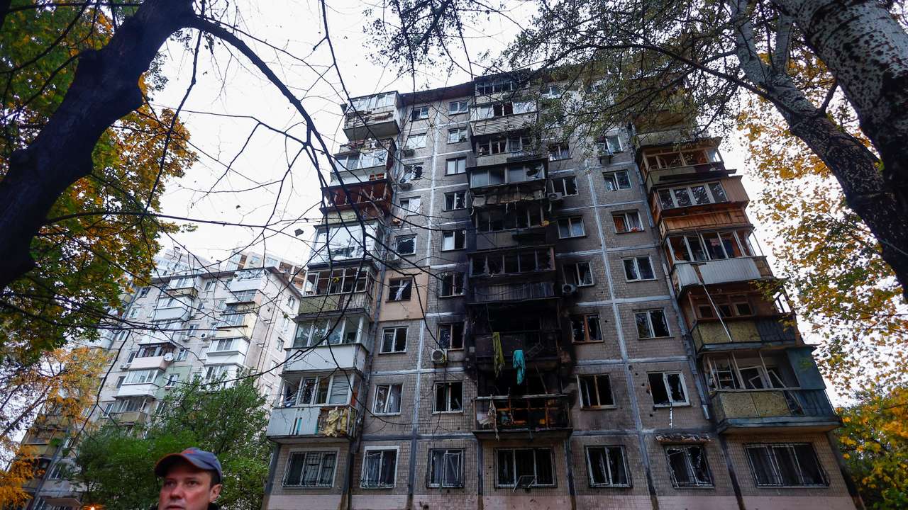 Aftermath of a Russian drone attack in Kyiv