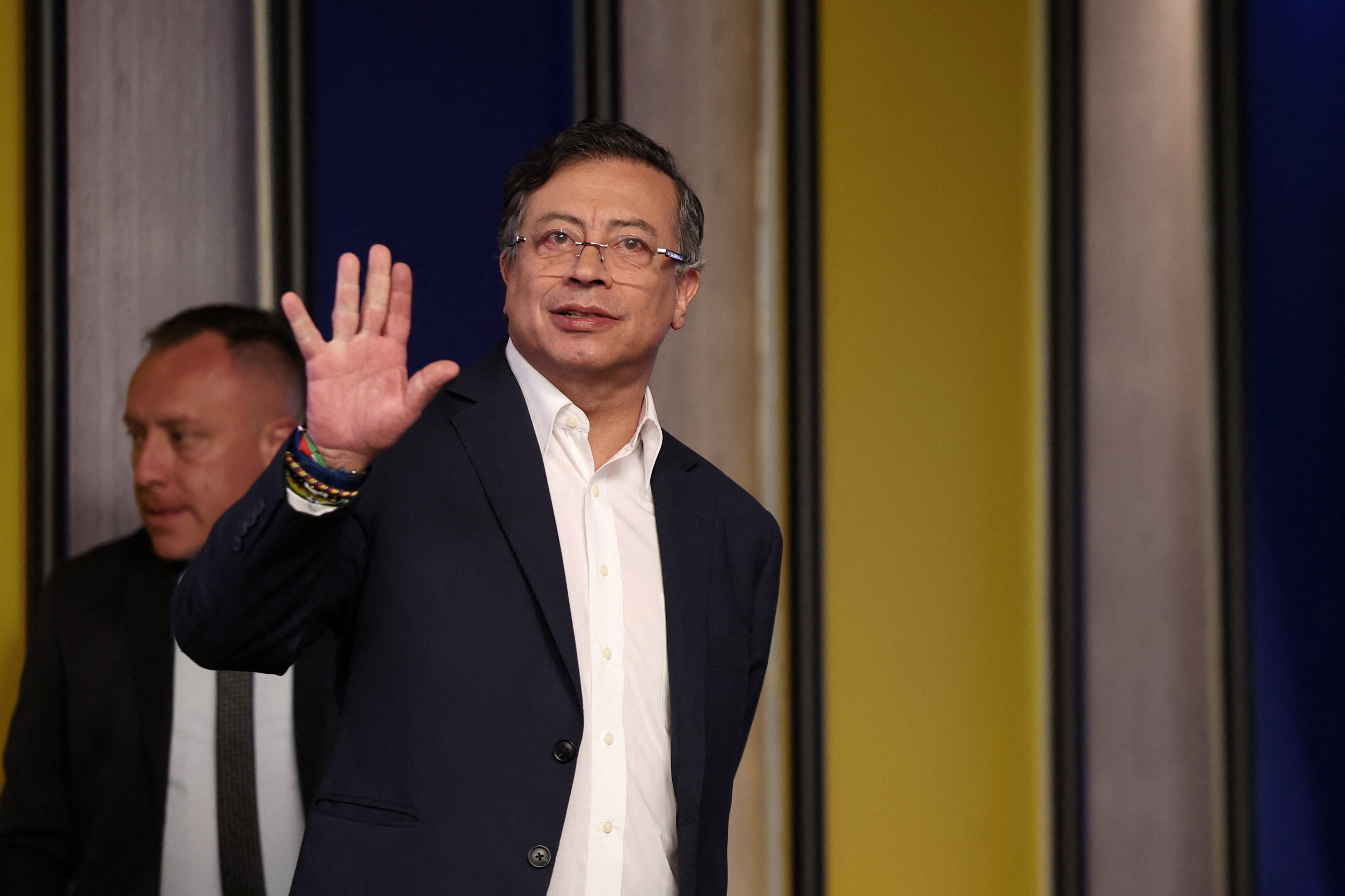 Colombian President Gustavo Petro holds a press conference in Bogota
