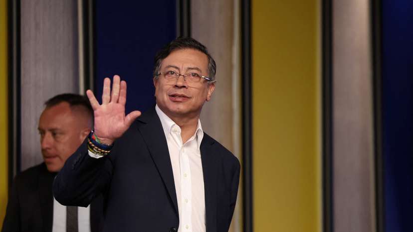 Colombian President Gustavo Petro holds a press conference in Bogota