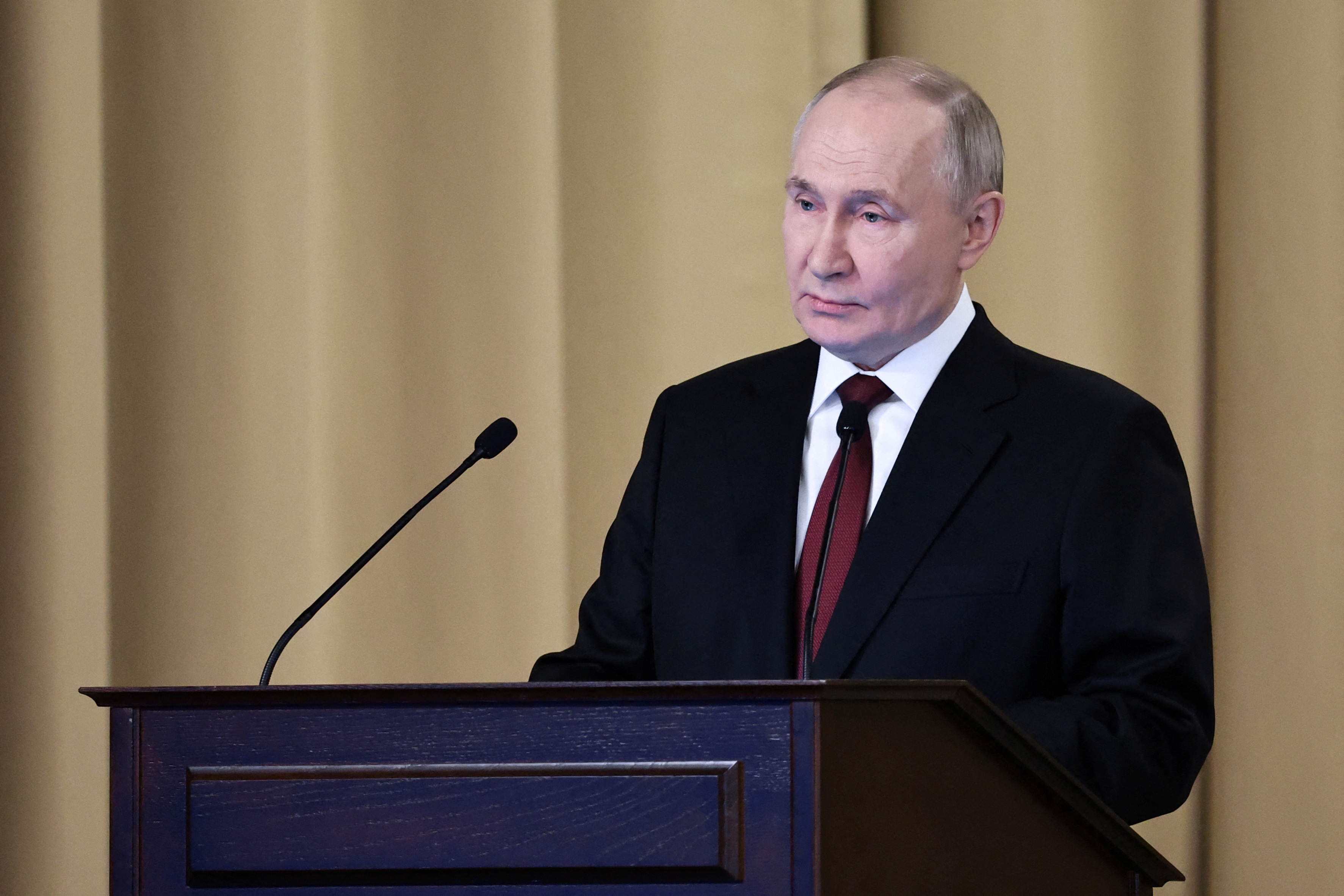 Russian President Putin attends a meeting of the Federal Security Service Board in Moscow
