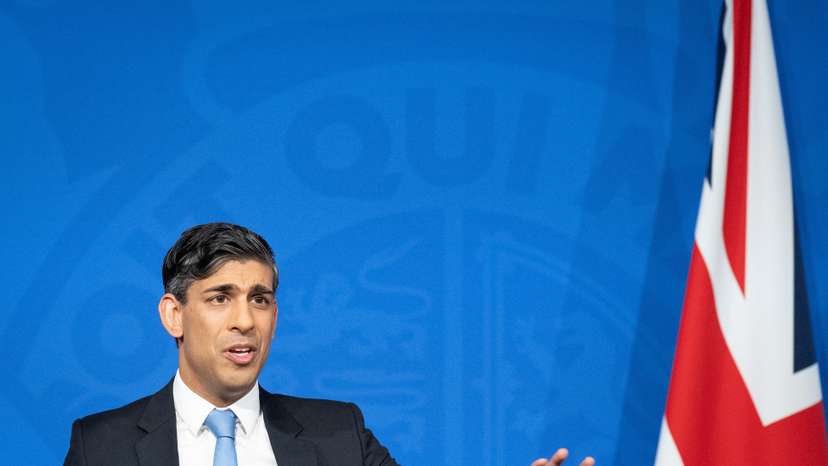 British PM Sunak attends a press conference in Downing Street