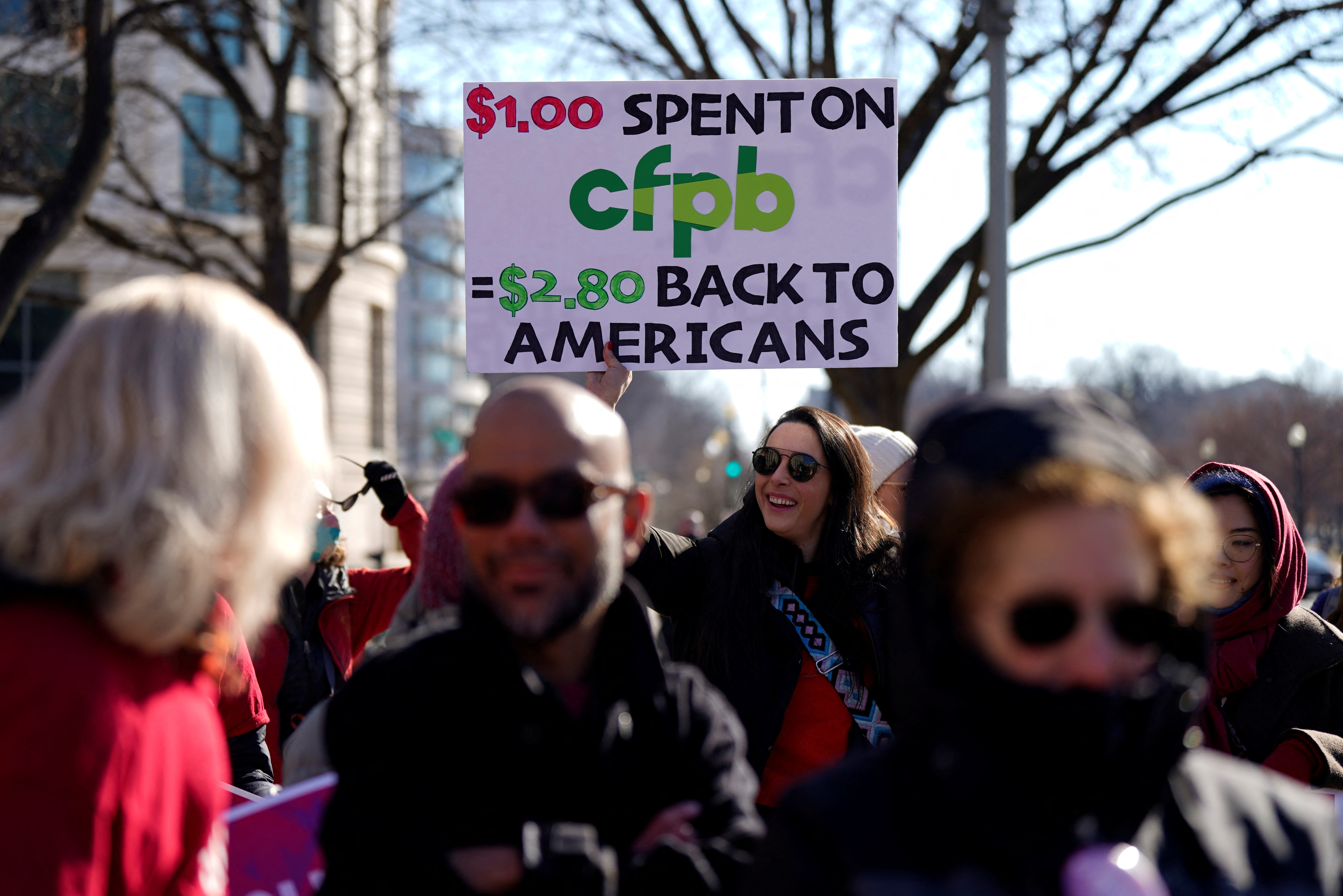 Consumer Financial Protection Bureau (CFPB) workers rally in Washington