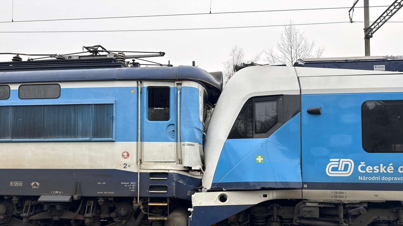 A collision between two trains in the town of Zliv