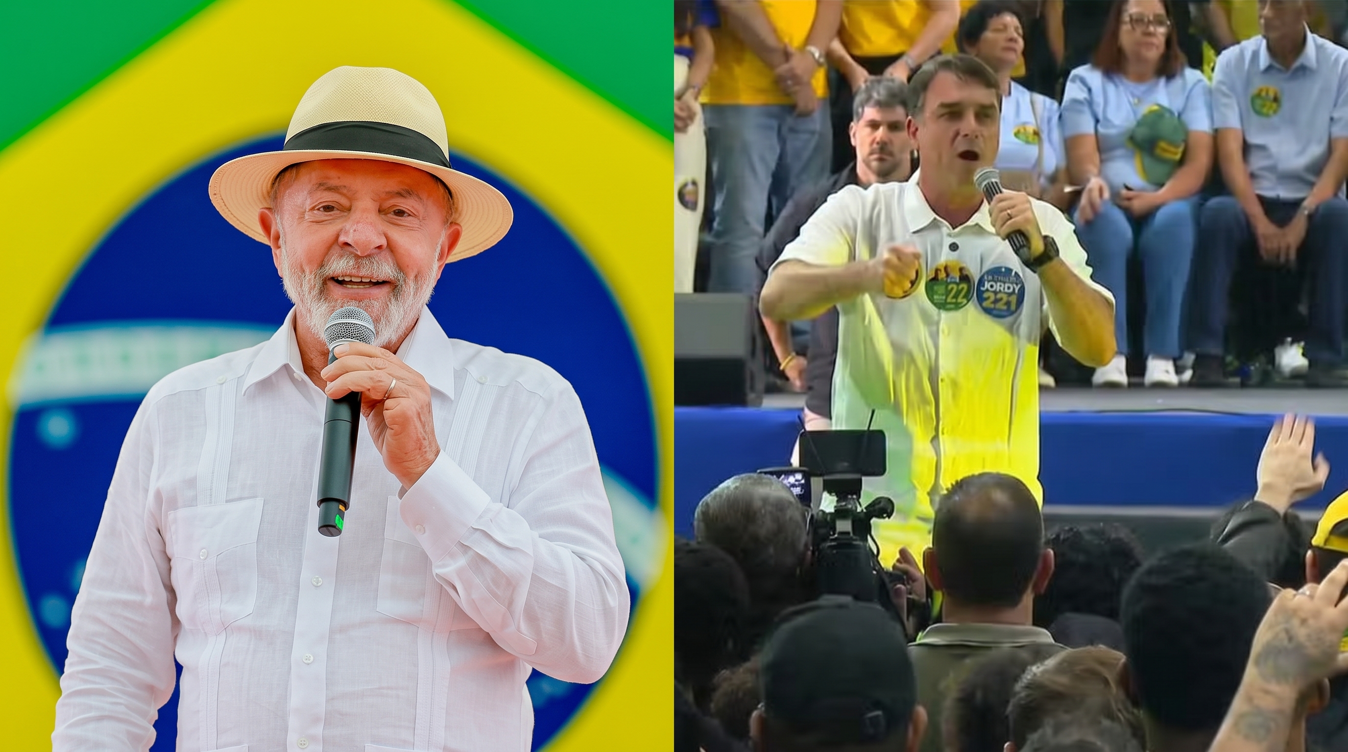 Lula (PT) e Flávio Bolsonaro (PT) em agendas no Rio. 22/08/2026