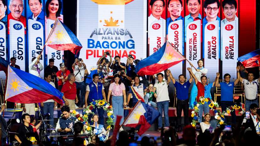 Philippine President Ferdinand Marcos Jr attends a campaign rally in Mandaluyong