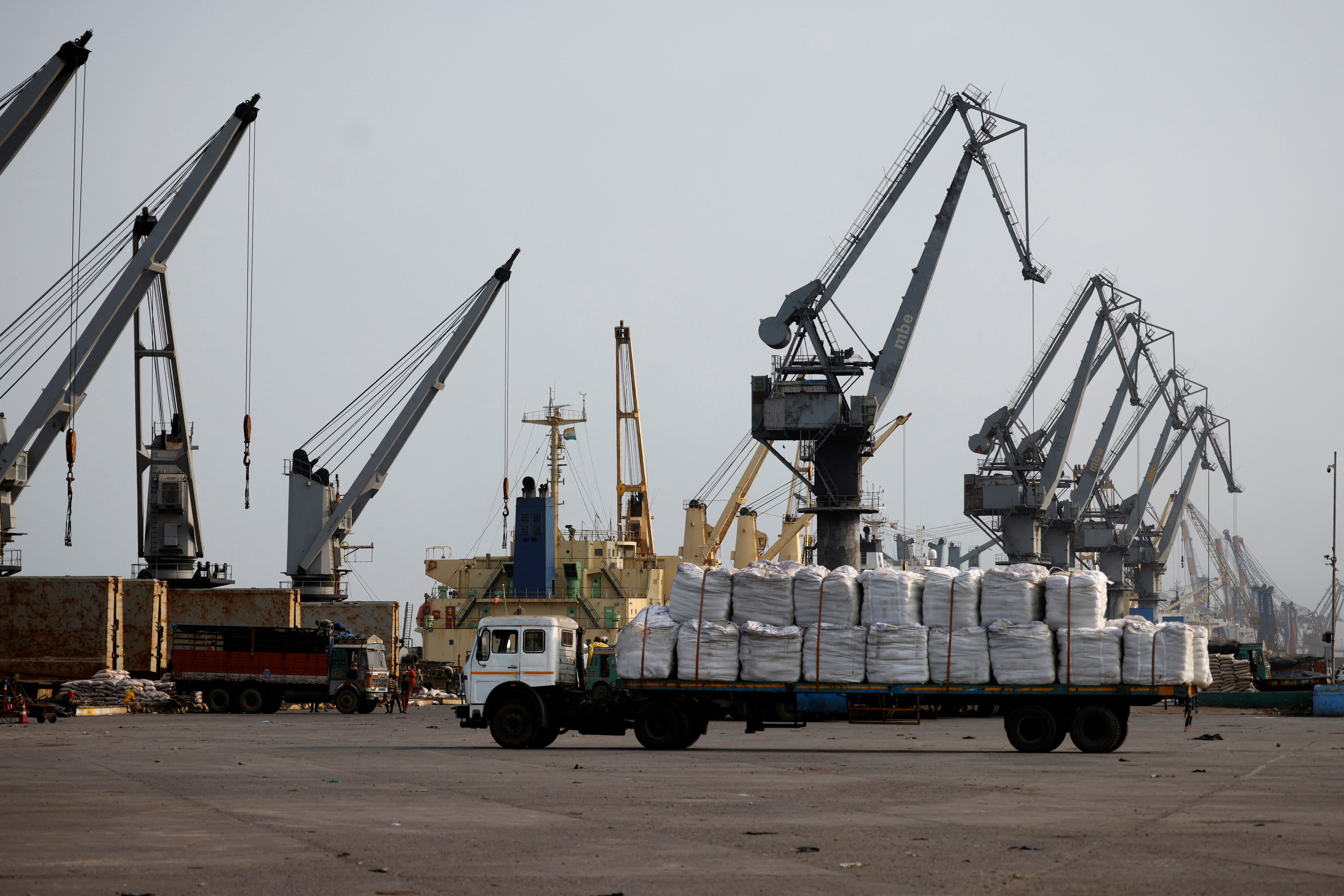 A general view of the Deendayal Port in Kandla