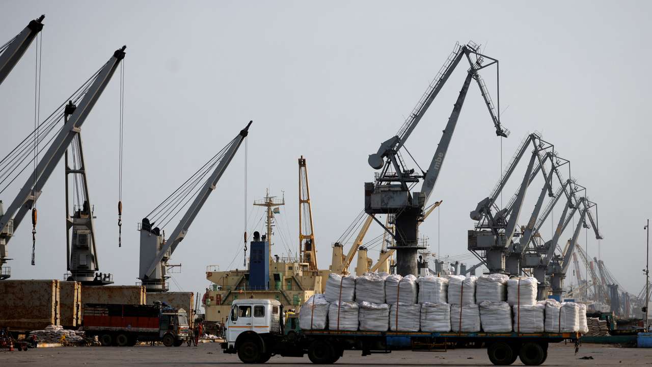 A general view of the Deendayal Port in Kandla