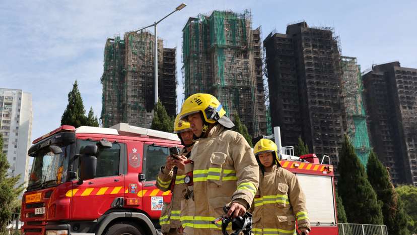 Aftermath of deadly fire at the Wang Fuk Court housing complex, in Hong Kong