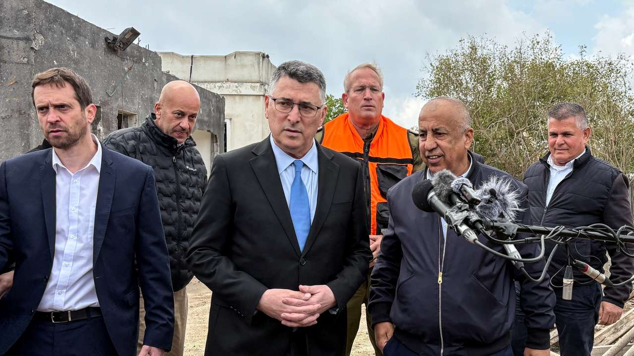 Israeli Foreign Minister Saar visits site of Iranian missile impact in Zarzir village