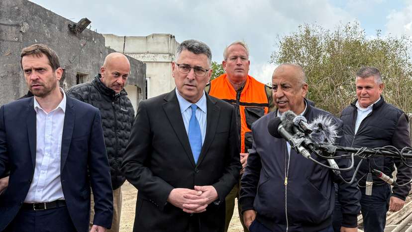 Israeli Foreign Minister Saar visits site of Iranian missile impact in Zarzir village