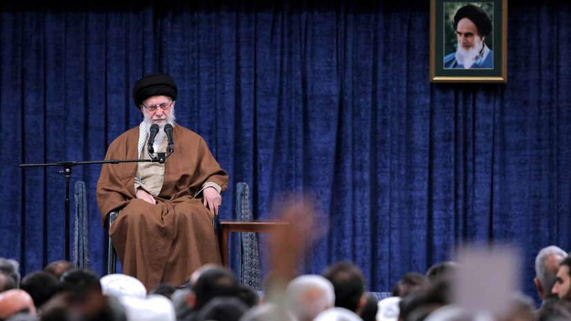 Iran's Supreme Leader Ayatollah Ali Khamenei speaks during a meeting with a group of people in Tehran