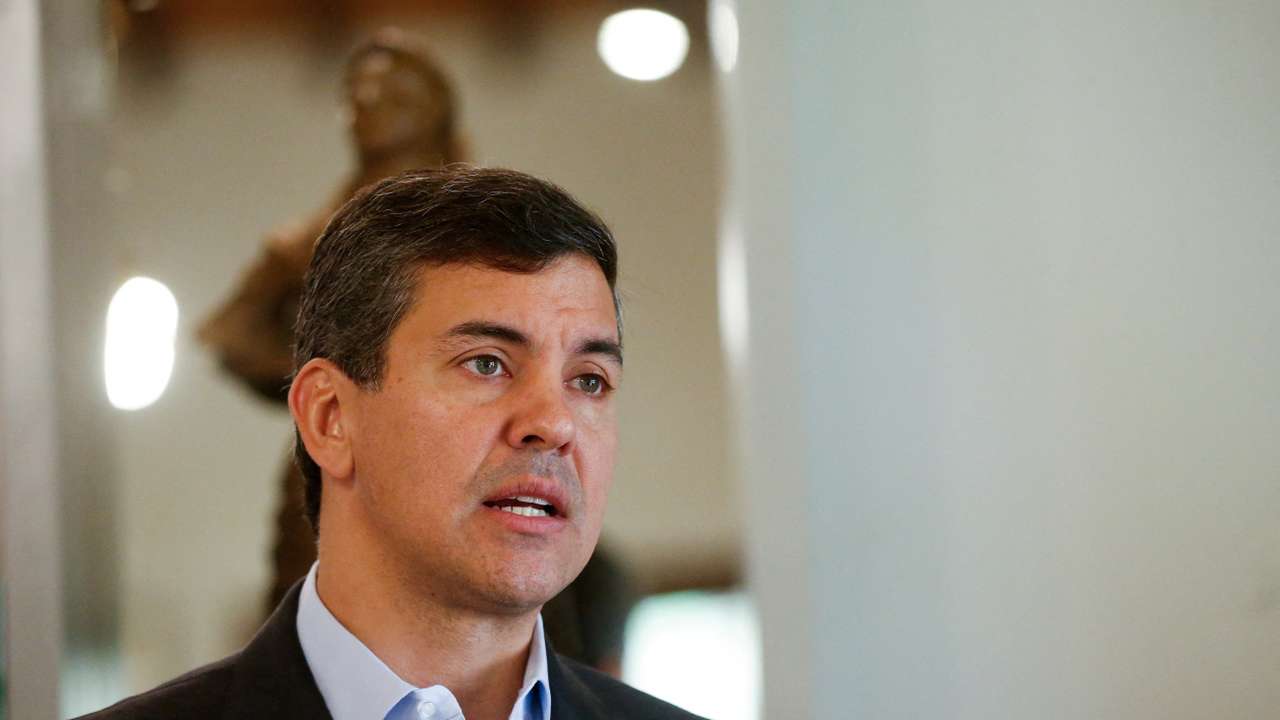 FILE PHOTO: Paraguay's President Pena speaks during an interview with Reuters, in Asuncion
