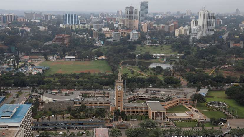 Kenya's Parliament Building is seen from observation point on the top of the Kenyatta International Convention Centre in Nairobi