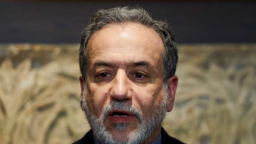 Iranian Foreign Minister Abbas Araqchi speaks to the media, in Beirut