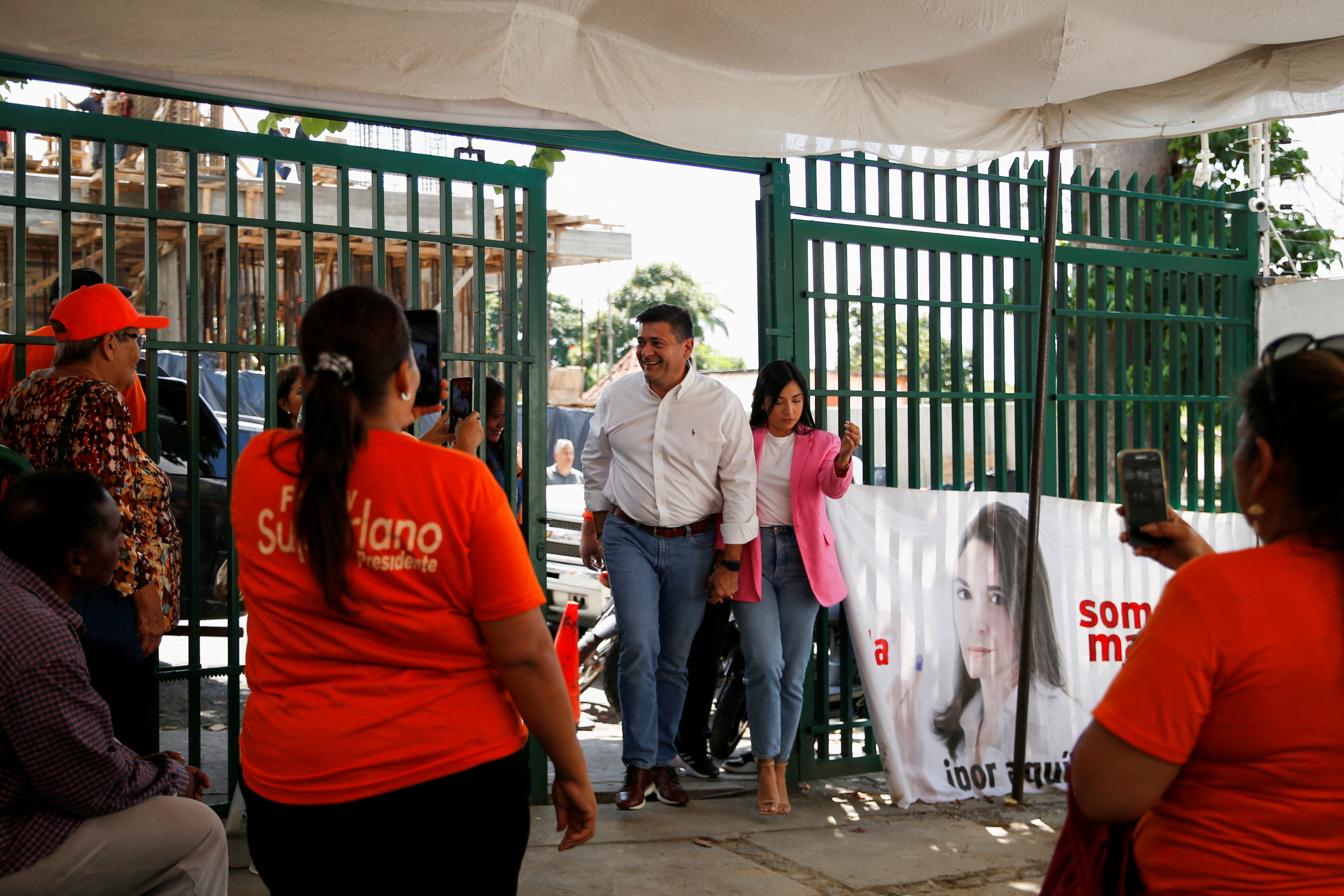 Freddy Superlano, leader of the Voluntad Popular party arrivew at a press conference, in Caracas