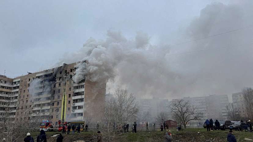 FILE PHOTO: Aftermath of a Russian air strike in Zaporizhzhia