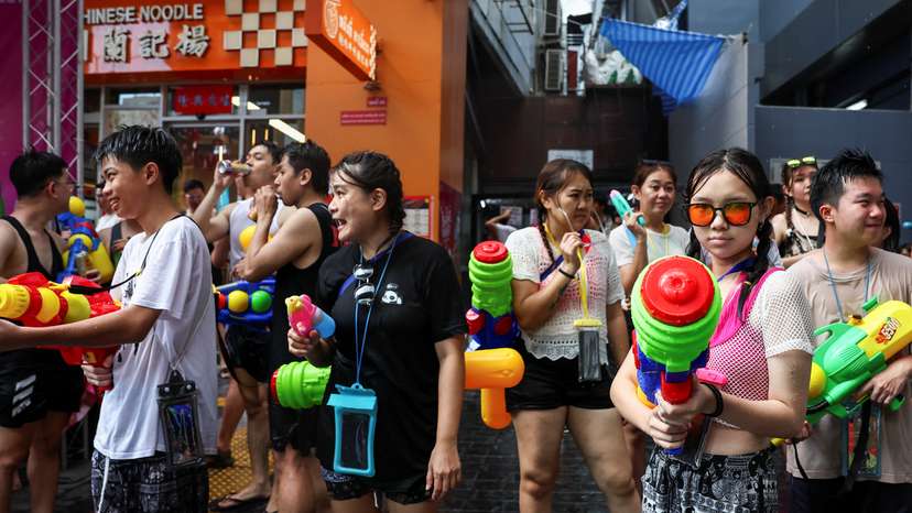 Revellers celebrate New Year Water Festival in Bangkok
