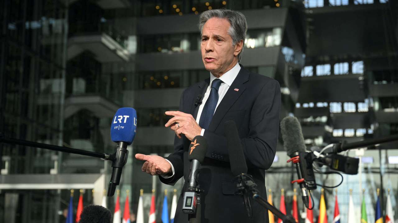 Blinken attends a meeting at NATO's headquarters during his visit to Belgium