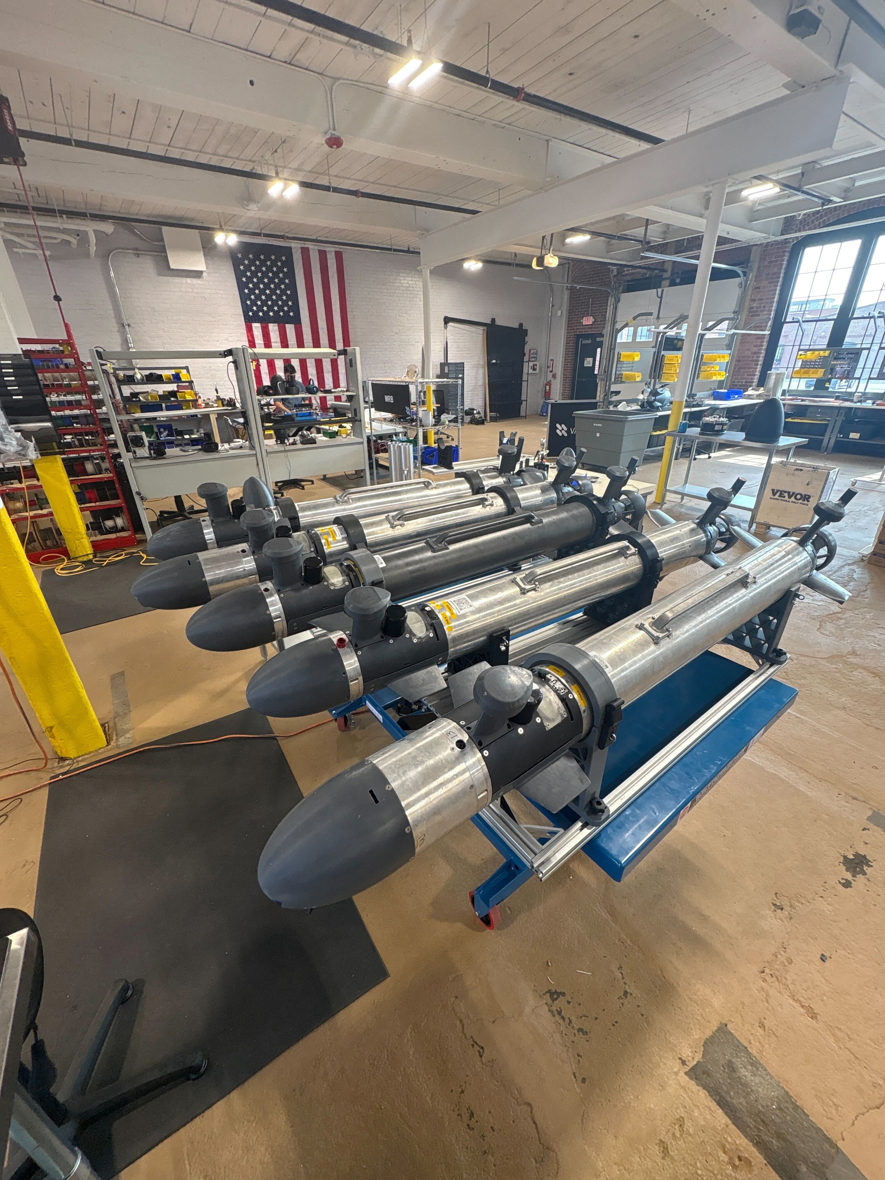 The VATN autonomous Skelmir S6 undersea drones, which can be used for surveillance or strike missions and can move in swarms, in this handout picture