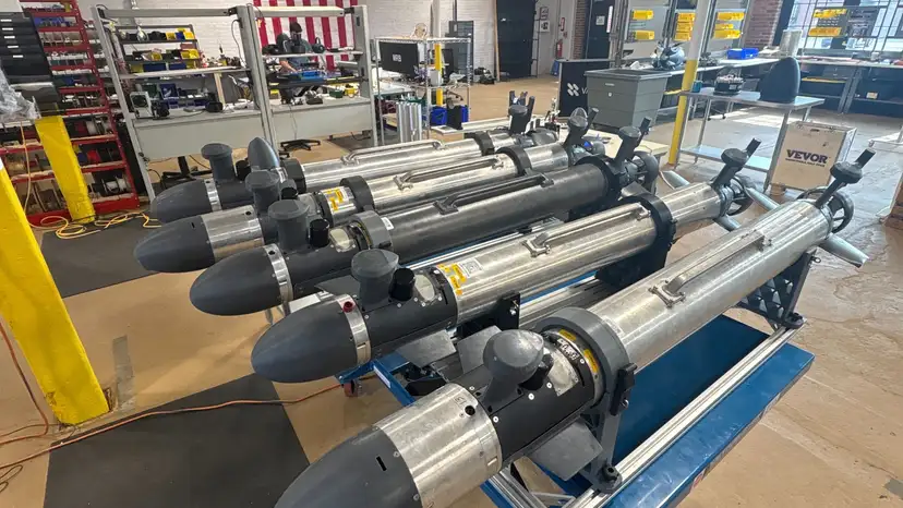 The VATN autonomous Skelmir S6 undersea drones, which can be used for surveillance or strike missions and can move in swarms, in this handout picture