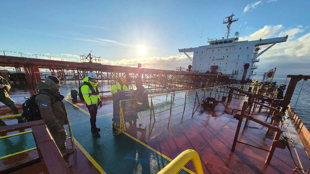 FILE PHOTO: Estonian Navy detains and boards Russia-bound oil tanker in the Baltic Sea