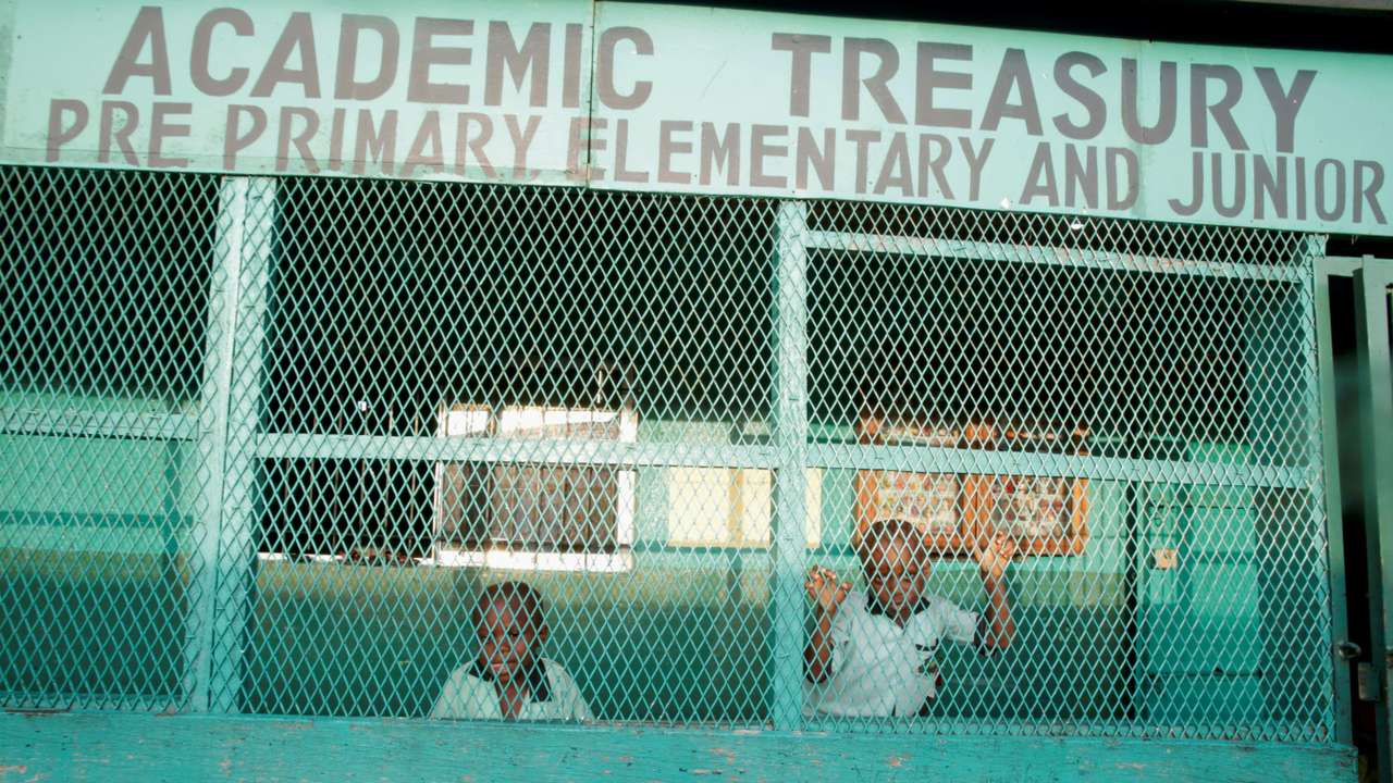 FILE PHOTO: Children are seen at school in the township of West Point, in Monrovia, Liberia,