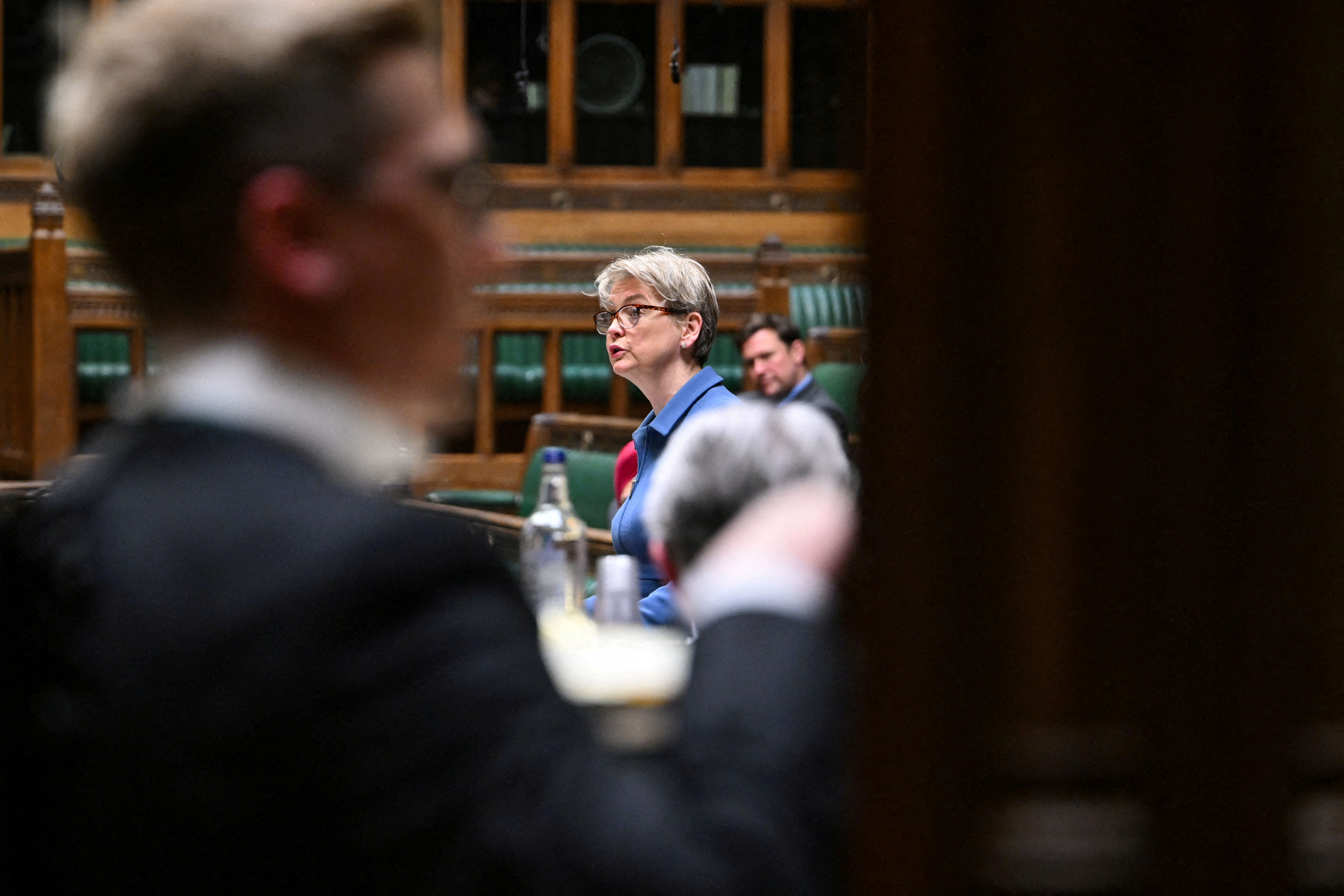 FILE PHOTO: British Foreign Secretary Yvette Cooper delivers a statement on Arctic Security, in London