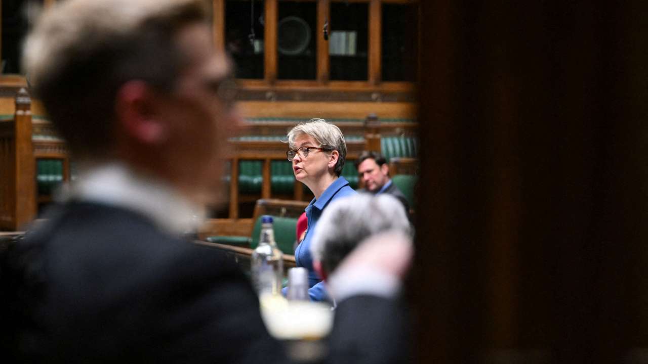 FILE PHOTO: British Foreign Secretary Yvette Cooper delivers a statement on Arctic Security, in London