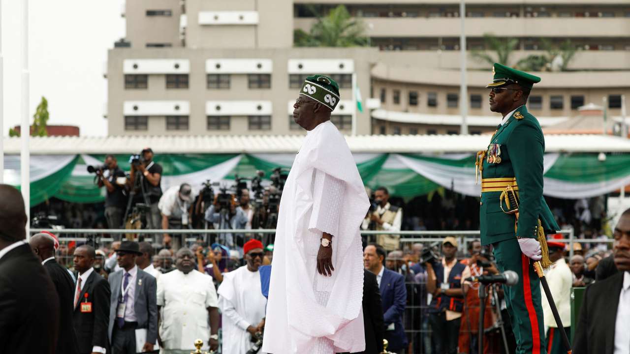 Nigeria's President Bola Tinubu looks on after his swearing-in ceremony in Abuja