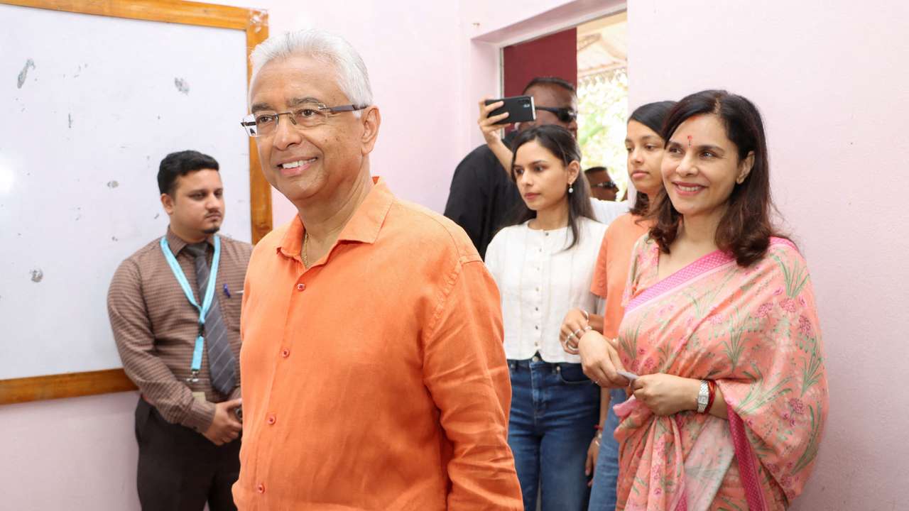 FILE PHOTO: Prime Minister Pravind Jugnauth casts his ballot during the Mauritian general election in Vacoas