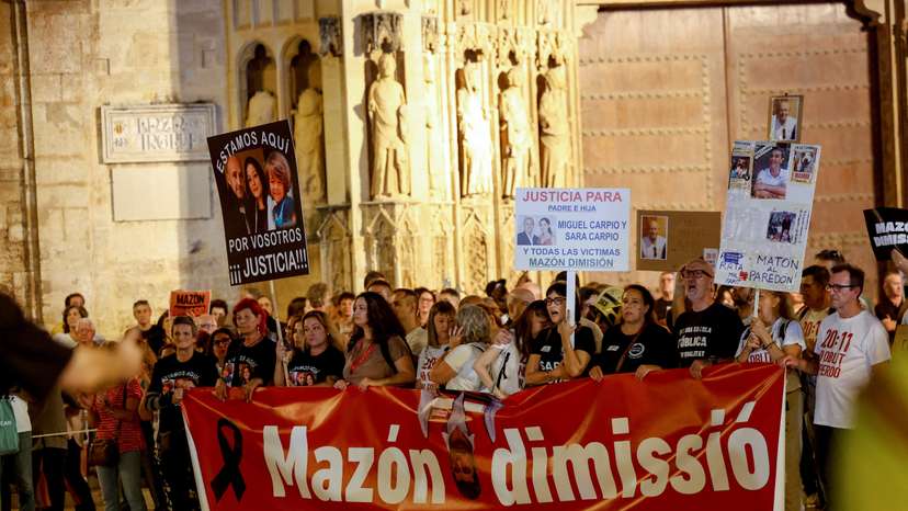Protesters in Valencia call for regional leader Mazon to resign one year after deadly floods