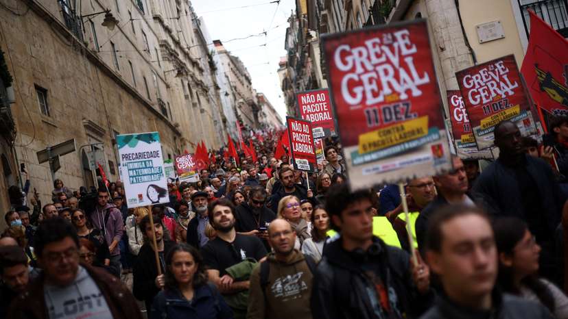 Portugal main umbrella unions, CGTP and UGT general strike