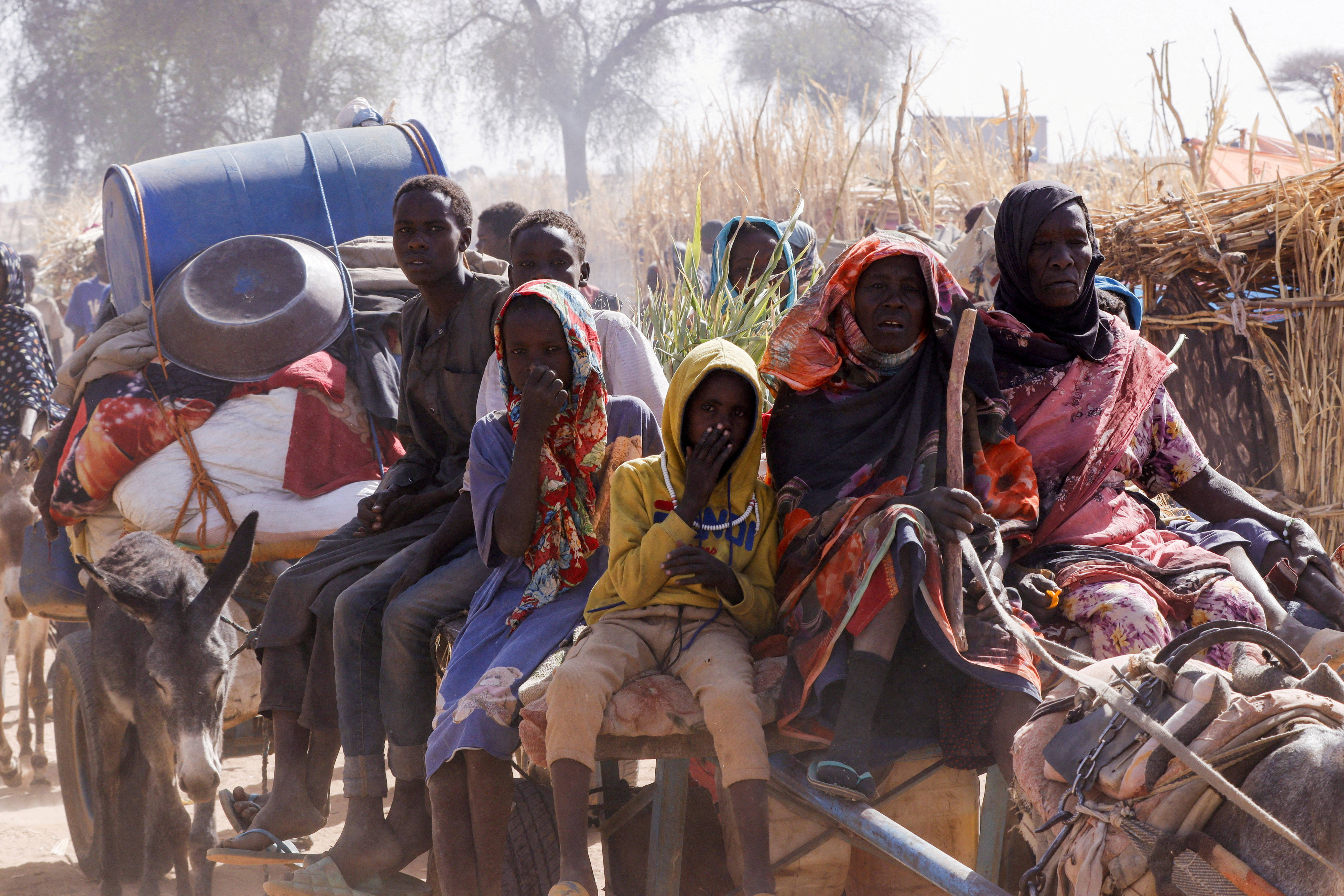 FILE PHOTO: People displaced by RSF attacks on Zamzam camp shelter in Tawila