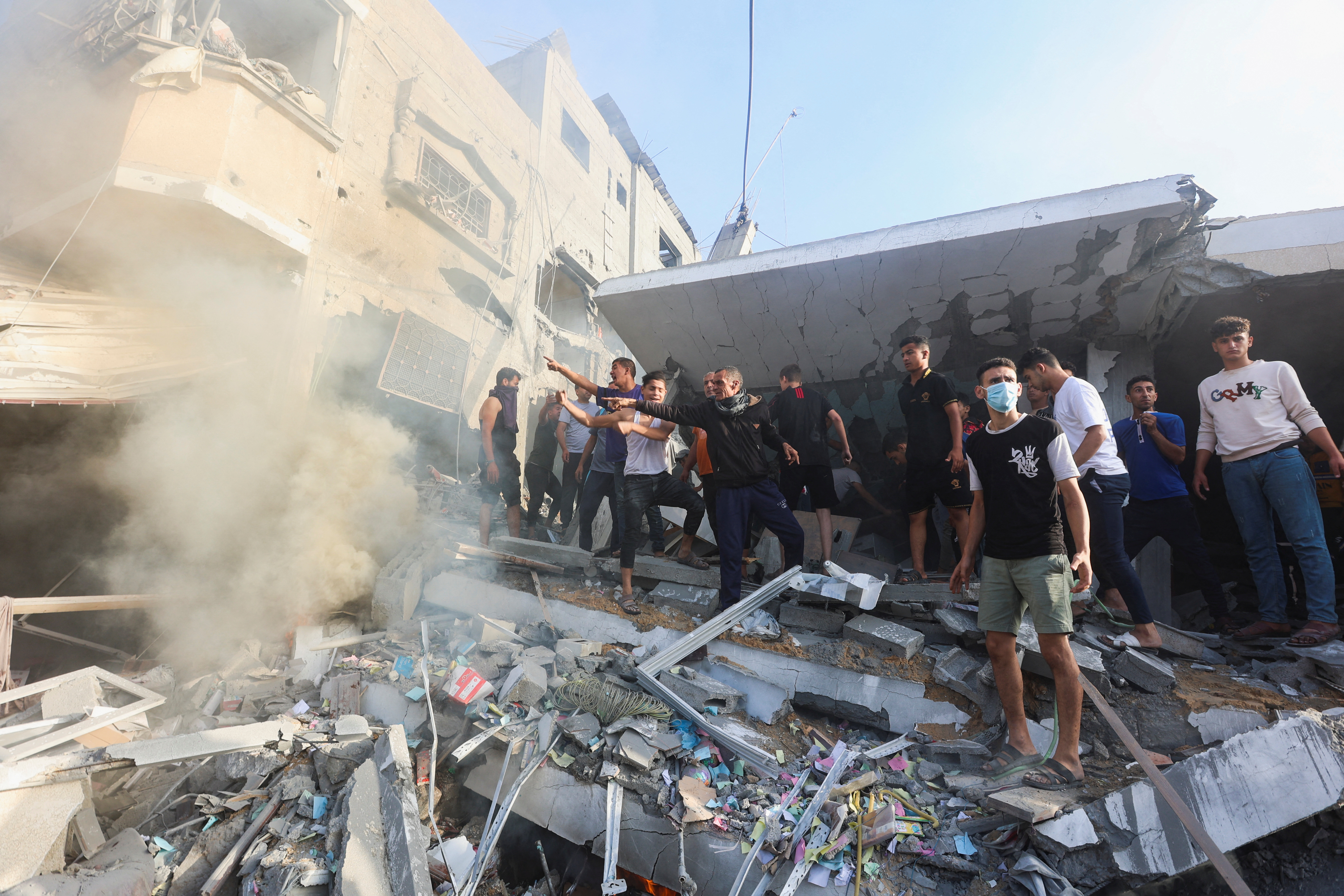 Aftermath of Israeli strikes in Khan Younis