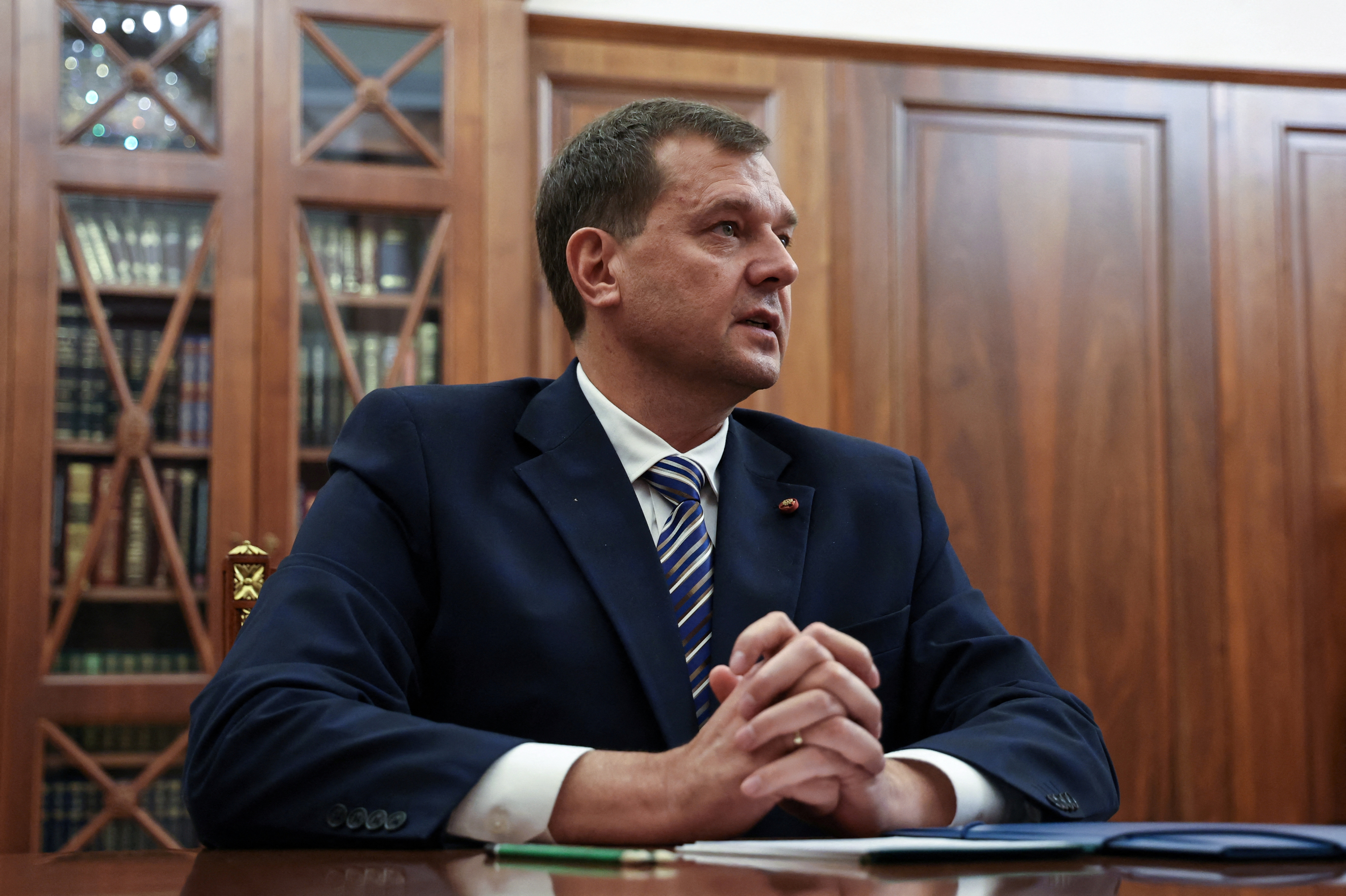 Russian President Vladimir Putin meets with Yevgeny Balitsky, Moscow-installed governor of the Russian-controlled parts of Ukraine's Zaporizhzhia region, in Moscow