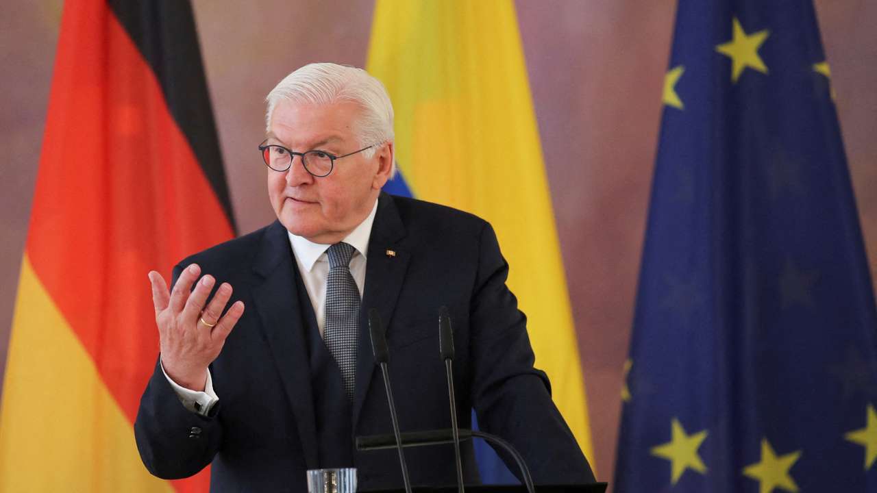 FILE PHOTO: German President Frank-Walter Steinmeier gestures during a ceremony