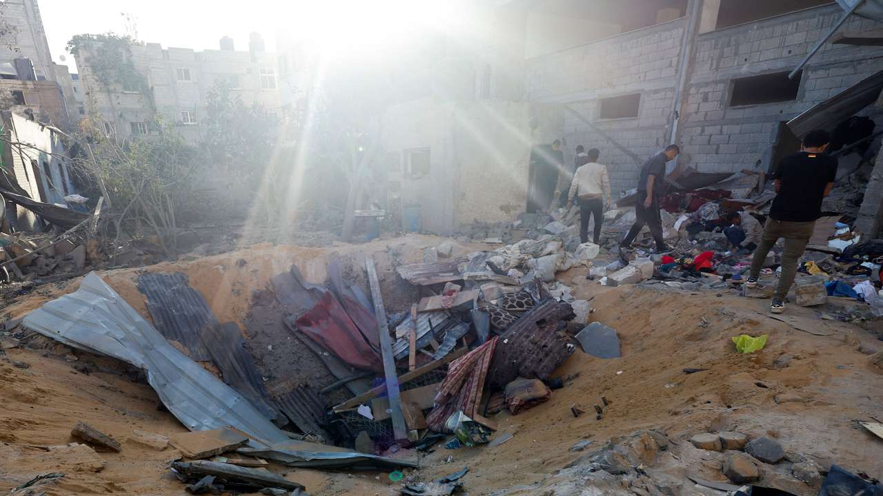 Aftermath of an Israeli strike on a house, in Rafah
