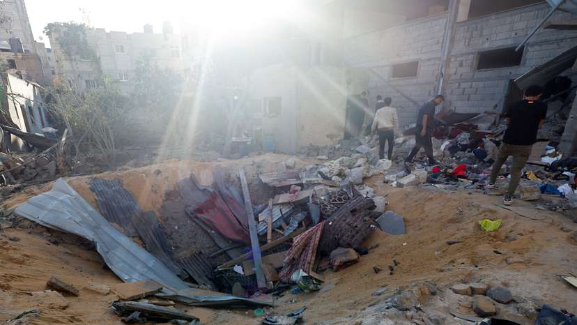 Aftermath of an Israeli strike on a house, in Rafah