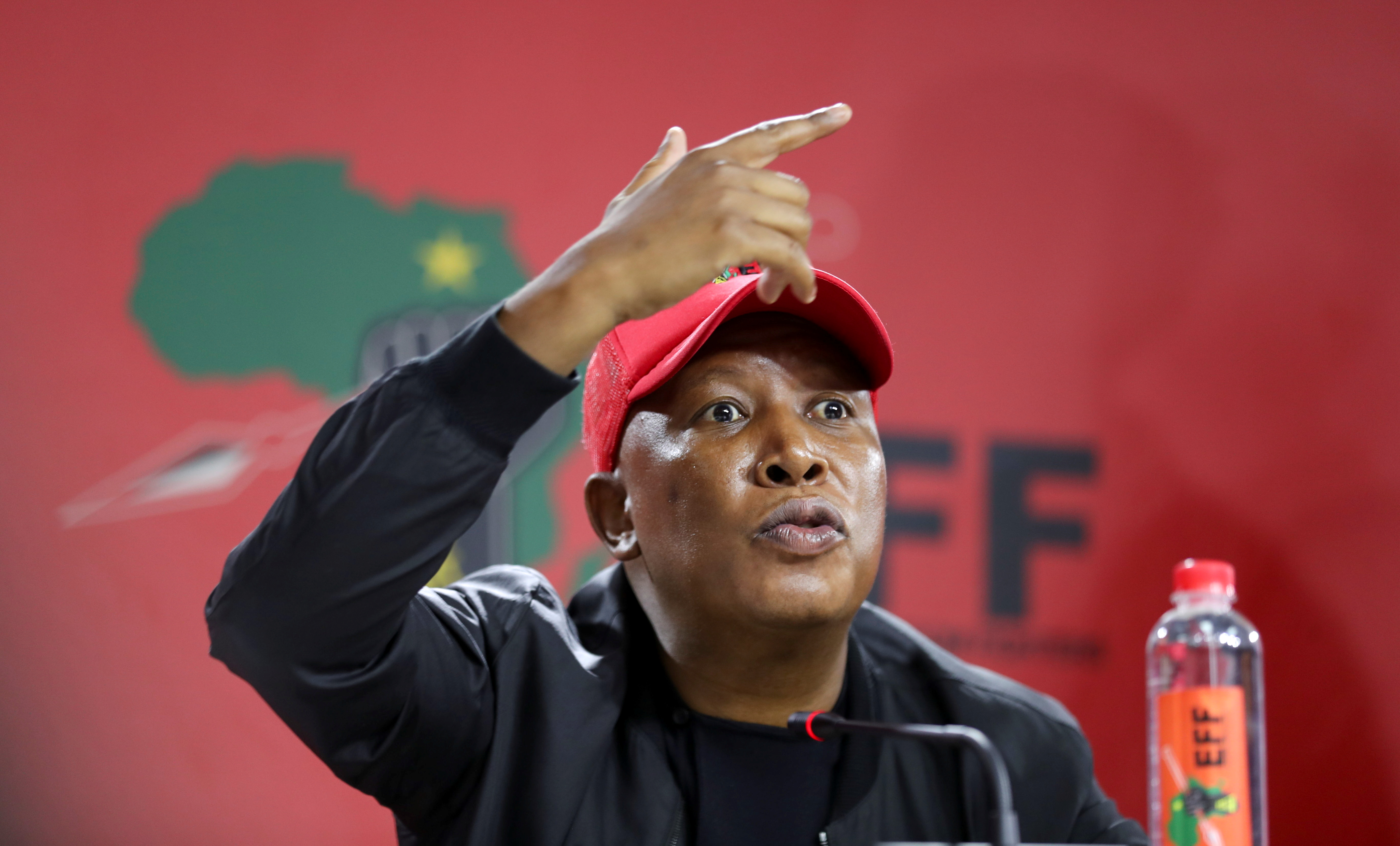 South Africa's EFF leader Julius Malema gives a presser in Johannesburg