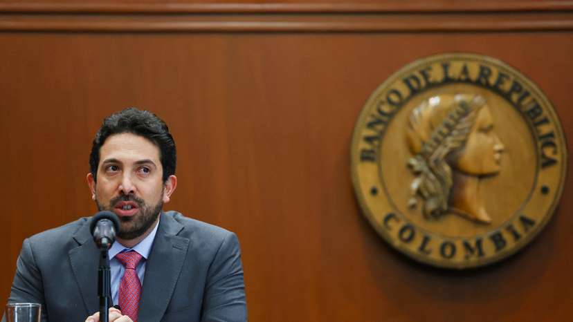 Press conference at the Central Bank of Colombia, in Bogota