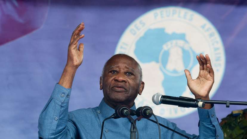 Laurent Gbagbo, former Ivory Coast president and president of PPA-CI (African People's Party of Cote d'Ivoire) holds a meeting in Abidjan