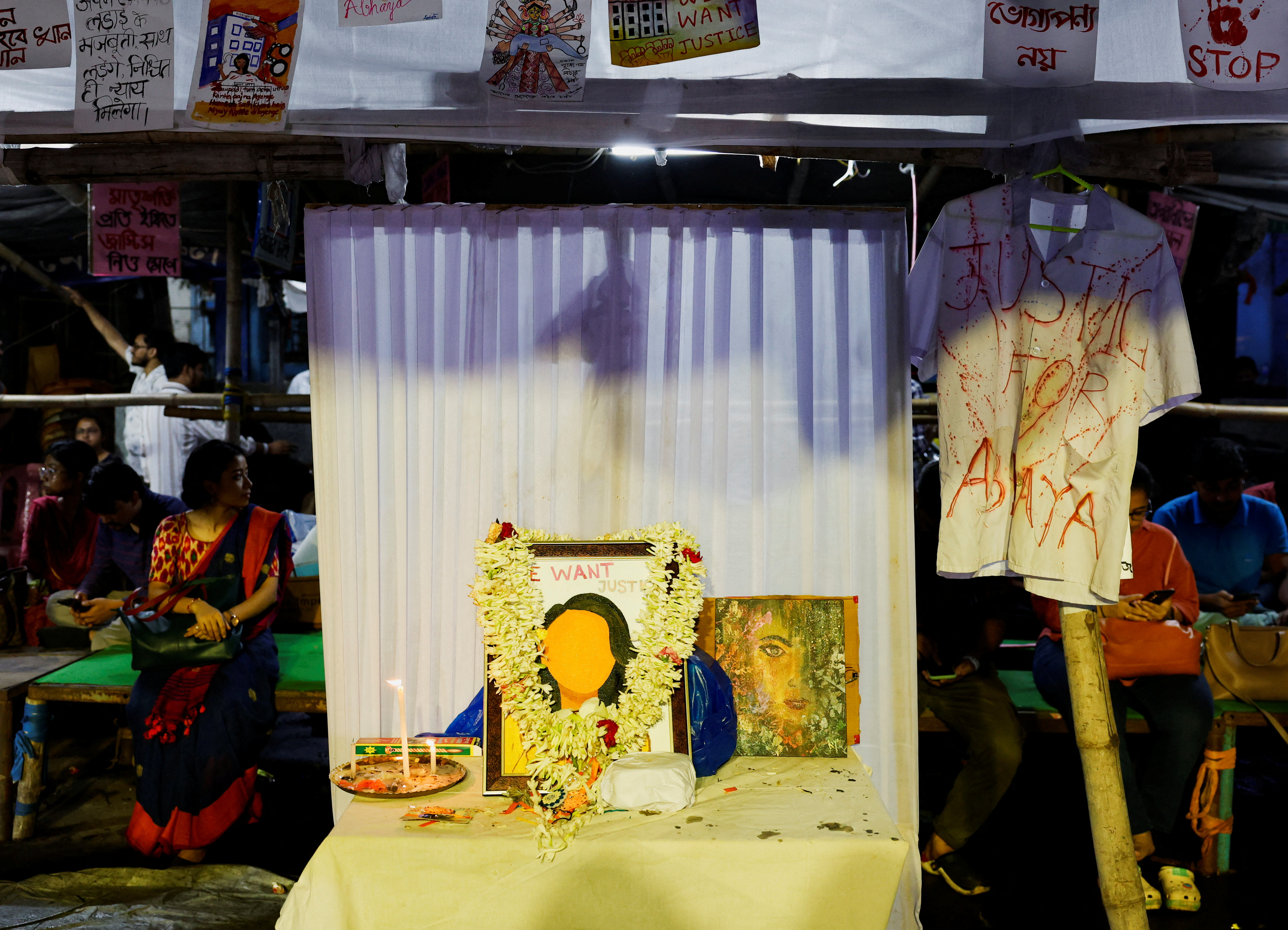 Protest condemning the rape and murder of a trainee medic at a government-run hospital, in Kolkata