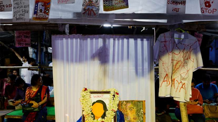 Protest condemning the rape and murder of a trainee medic at a government-run hospital, in Kolkata