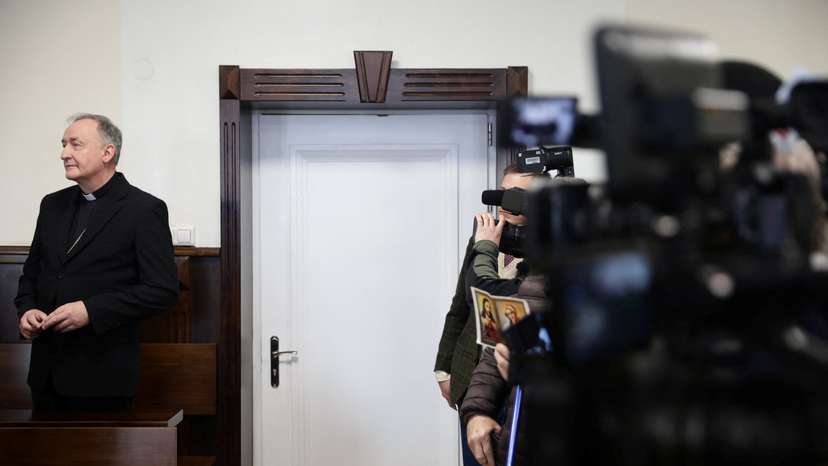 Polish Bishop Andrzej Jez on trial for failing to inform law enforcement about alleged child abuse, in Tarnow